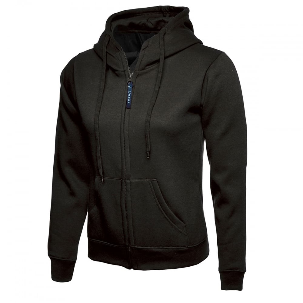 UC505 Ladies Classic Full Zip Hooded Sweatshirt Black M *One Size Only - Outlet Store*