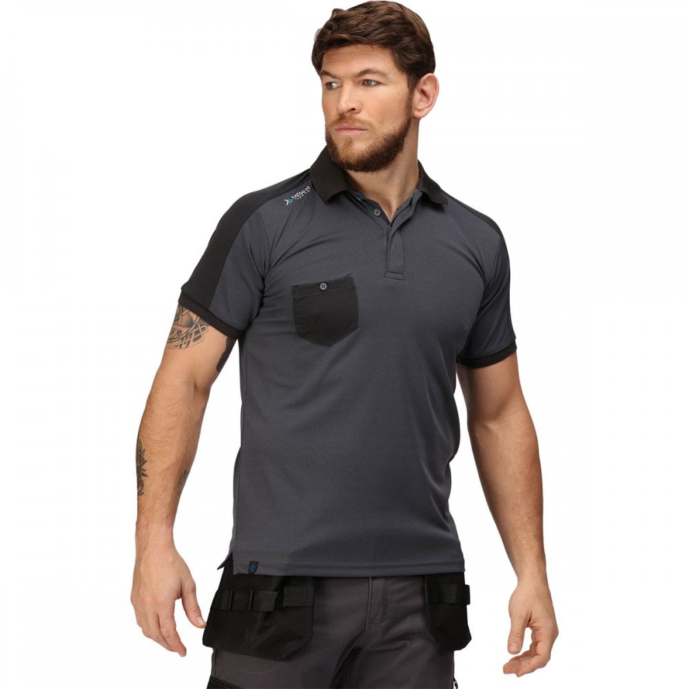 TRS167 Mens Offensive Moisture Wicking Polo Shirt Seal Grey L *One Size Only - Outlet Store*
