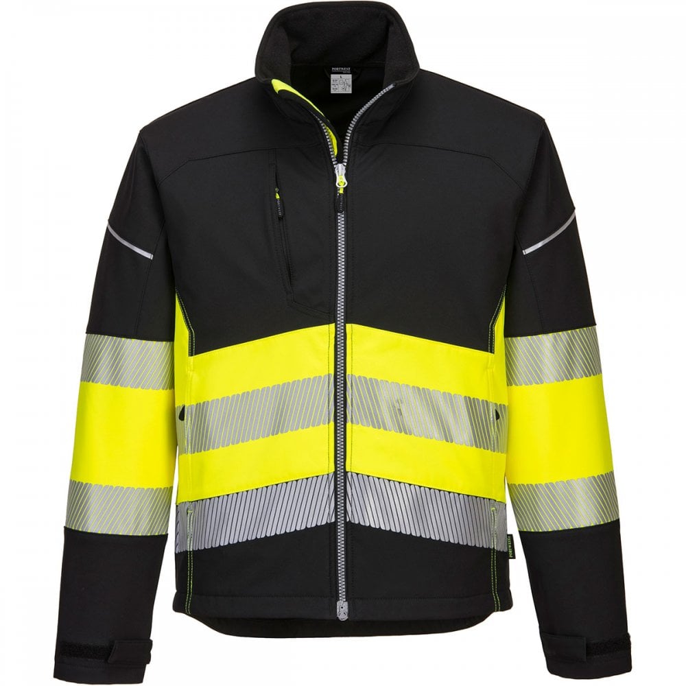 PW375 PW3 Hi-Vis Class 1 Softshell Jacket Black/Yellow S *One Size Only - Outlet Store*