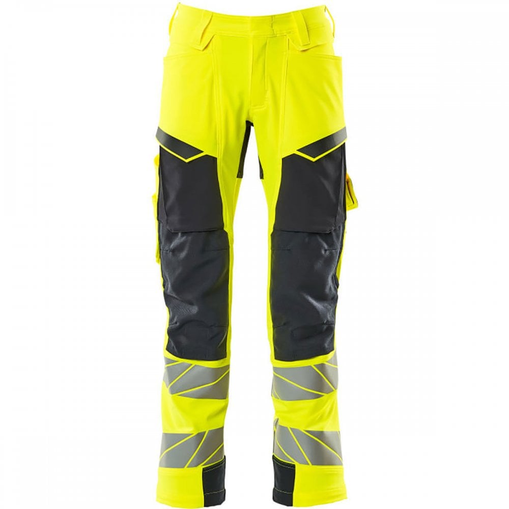 19079 Accelerate Safe Trousers with kneepad pockets Hi-Vis Yellow/Dark Navy 32" 32.5" *One Size Only - Outlet Store*