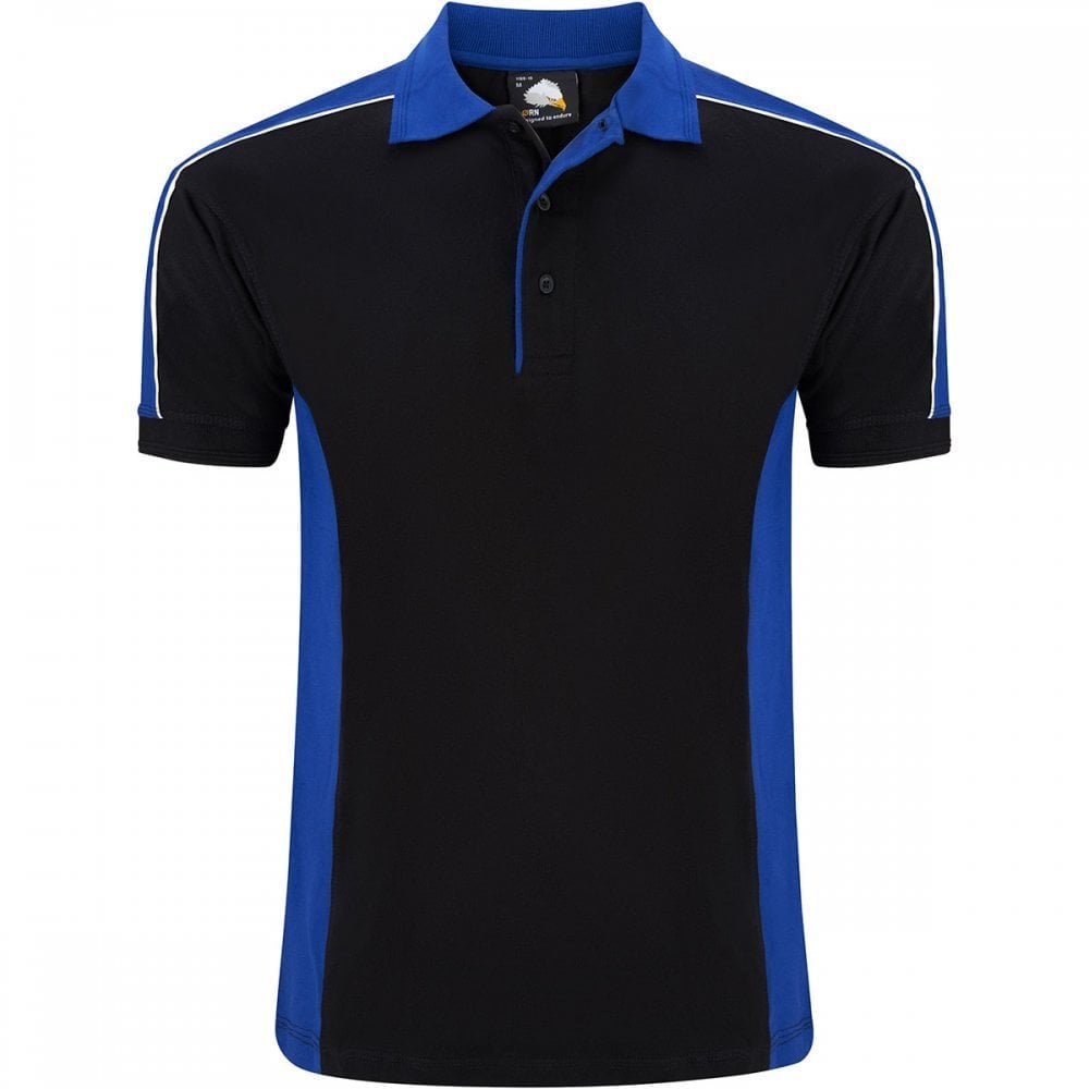 1188 Avocet Two Tone Poloshirt Black/Royal Blue L *One Size Only - Outlet Store*