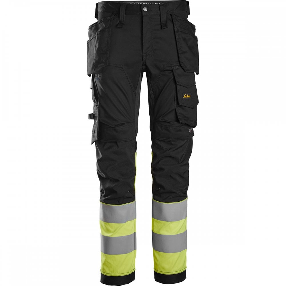 6234 High-Vis Class 1 Stretch Trousers Holster Pockets Black/High-Vis Yellow 37" 36" *One Size Only - Outlet Store*