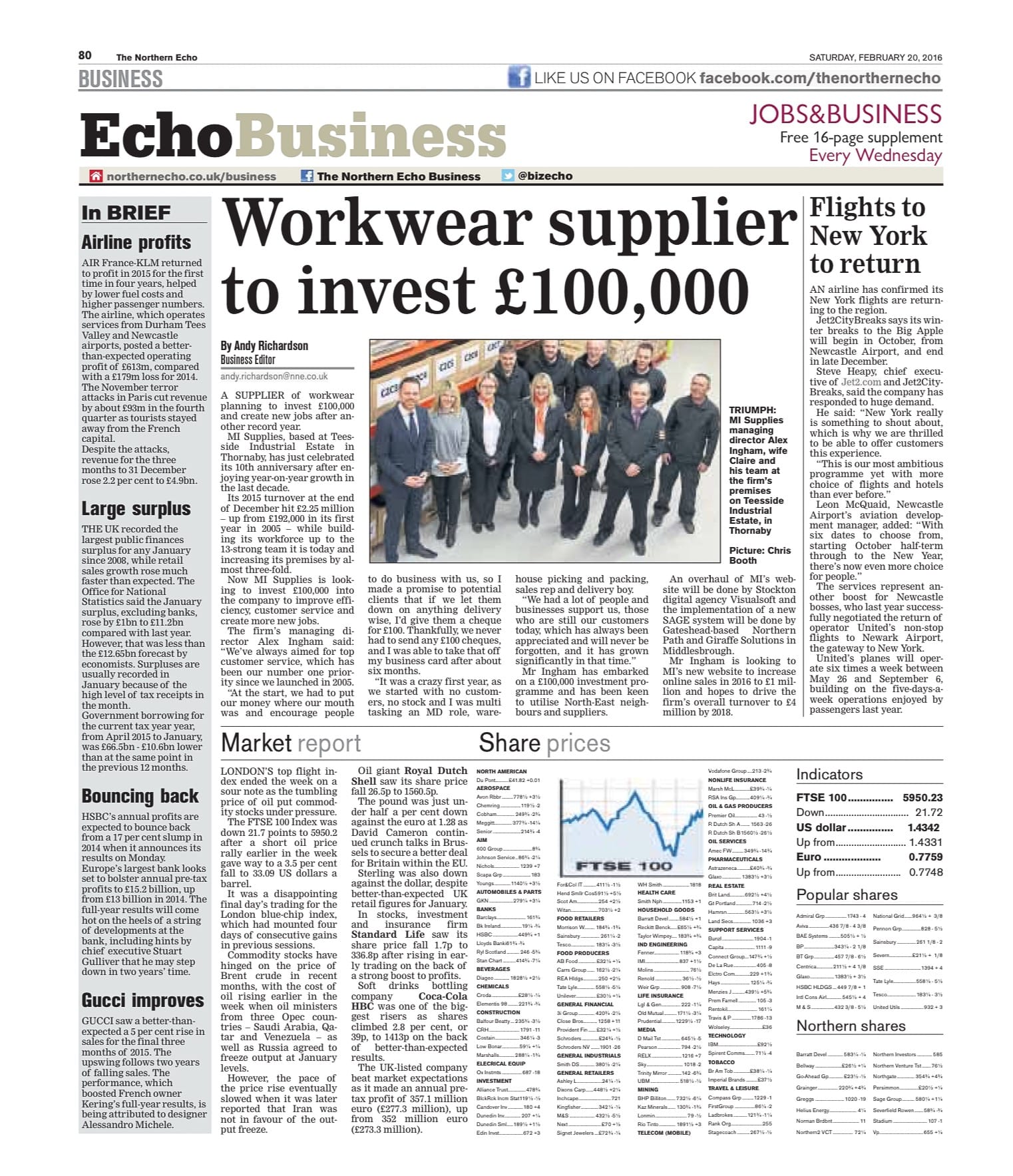 Northern Echo 20 February 2016
