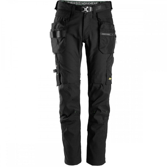 6972 4 Way STRETCH FlexiWork Work Trousers+ Kneepad & Detachable Holster Pockets Black 32" 33" *One Size Only - Outlet Store*