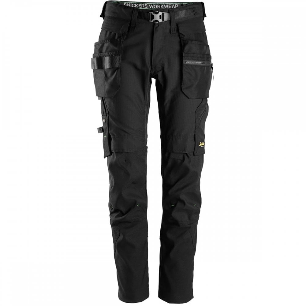 6972 4 Way STRETCH FlexiWork Work Trousers+ Kneepad & Detachable Holster Pockets Black 32" 30" *One Size Only - Outlet Store*