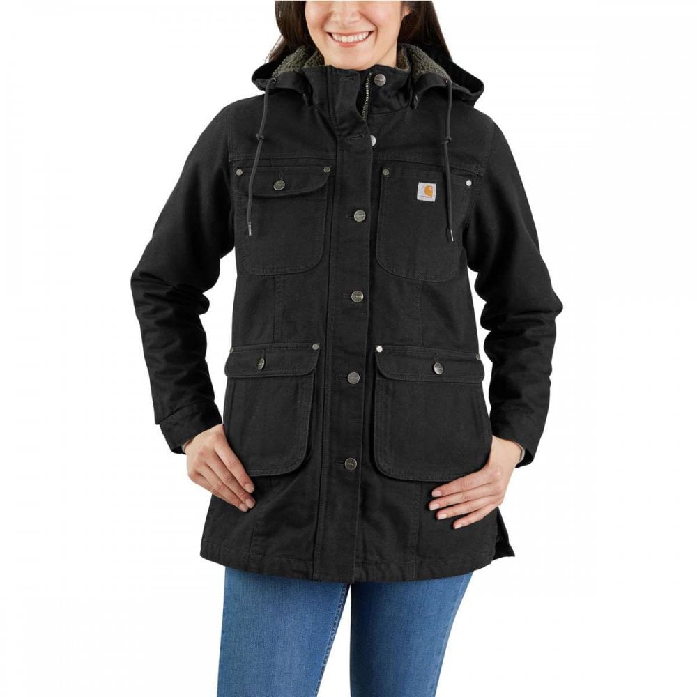 105512 Womens Loose Fit Weathered Duck Coat Black XL *One Size Only - Outlet Store*