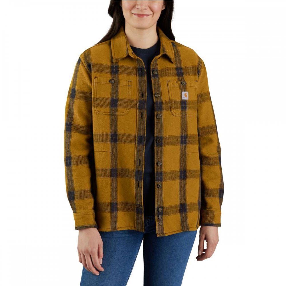 105576 Womens Heavyweight Twill Long Sleeve Plaid Shirt
