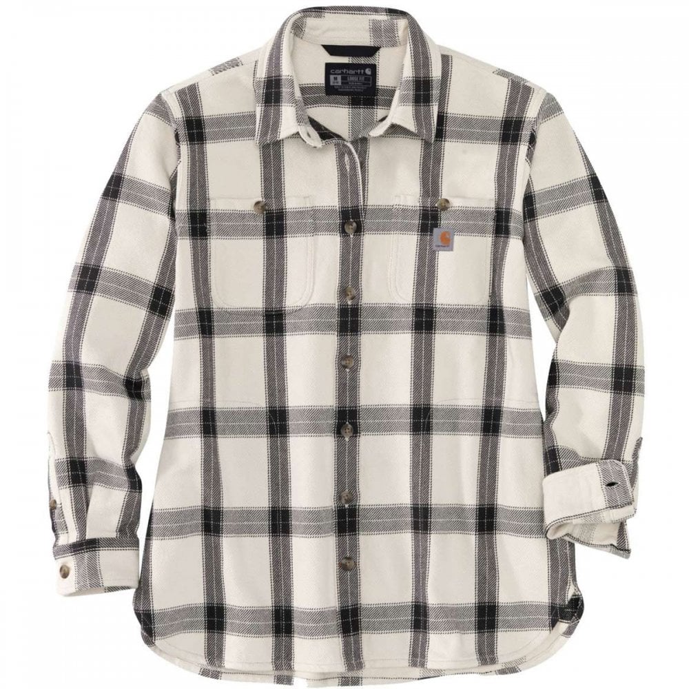 105576 Womens Heavyweight Twill Long Sleeve Plaid Shirt