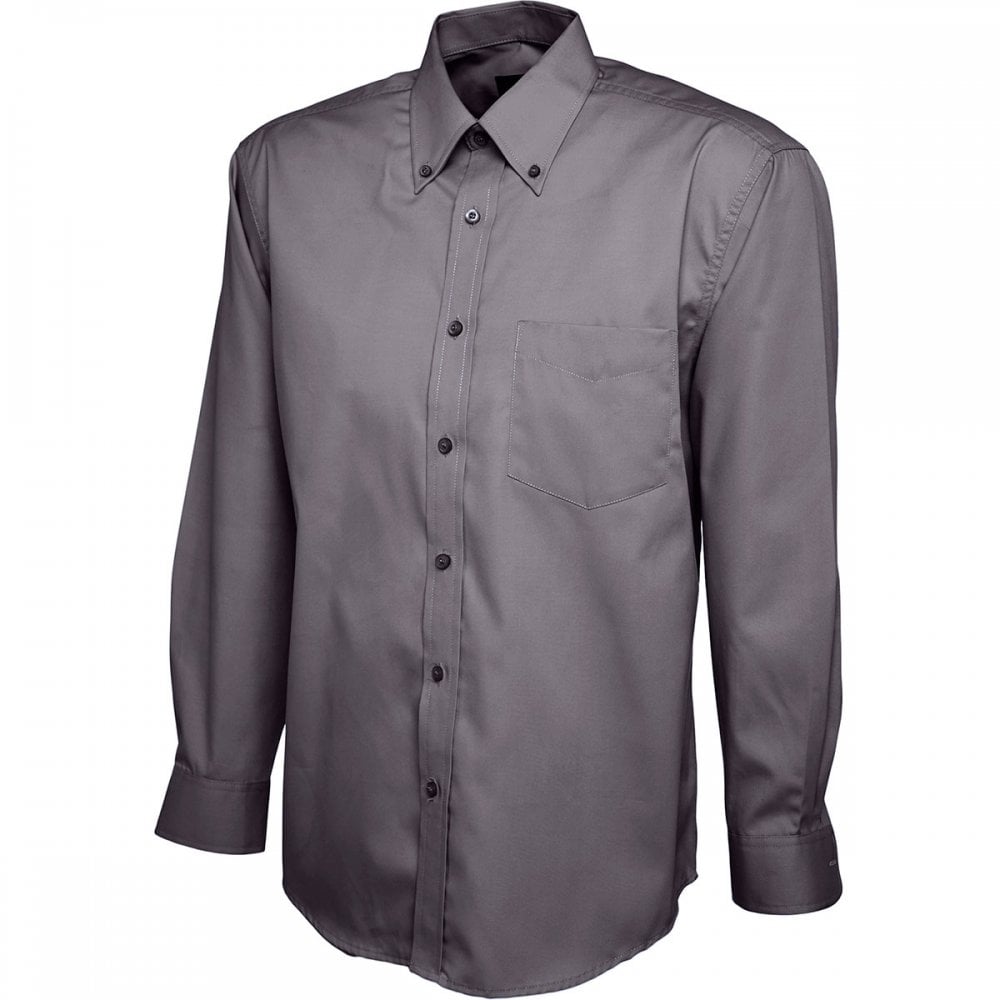 UC701 Mens Pinpoint Oxford Full Sleeve Shirt Charcoal 18.5" *One Size Only - Outlet Store*
