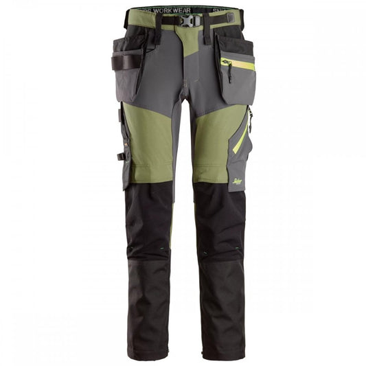 6940 FlexiWork Soft Shell Stretch Trousers+ Holster Pockets Khaki Green 32" 33" *One Size Only - Outlet Store*