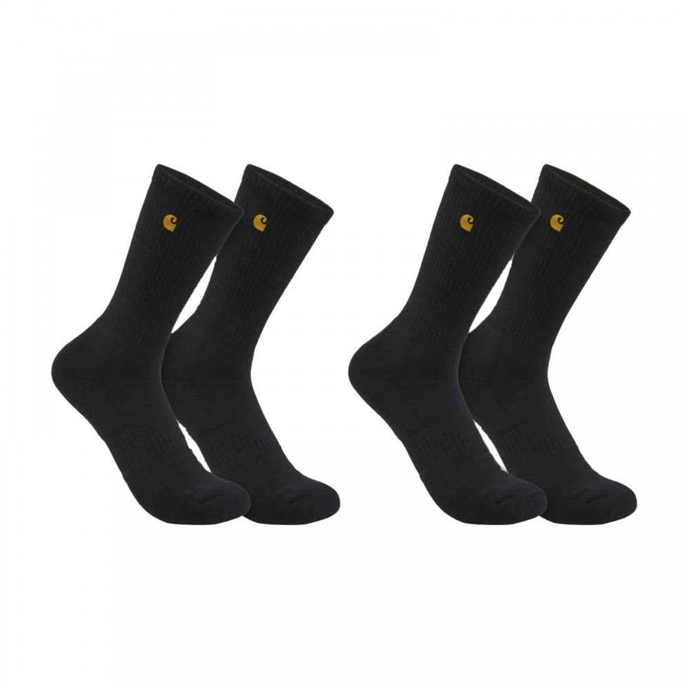 803106 Midweight Crew Sock 2 Pack Black M *One Size Only - Outlet Store*