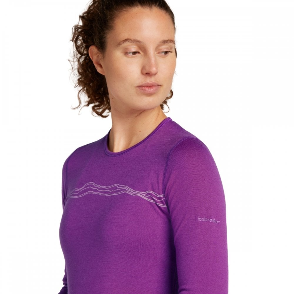 Womens Merino 200 Oasis Long Sleeve Crewe Thermal Top Mountain Pulse